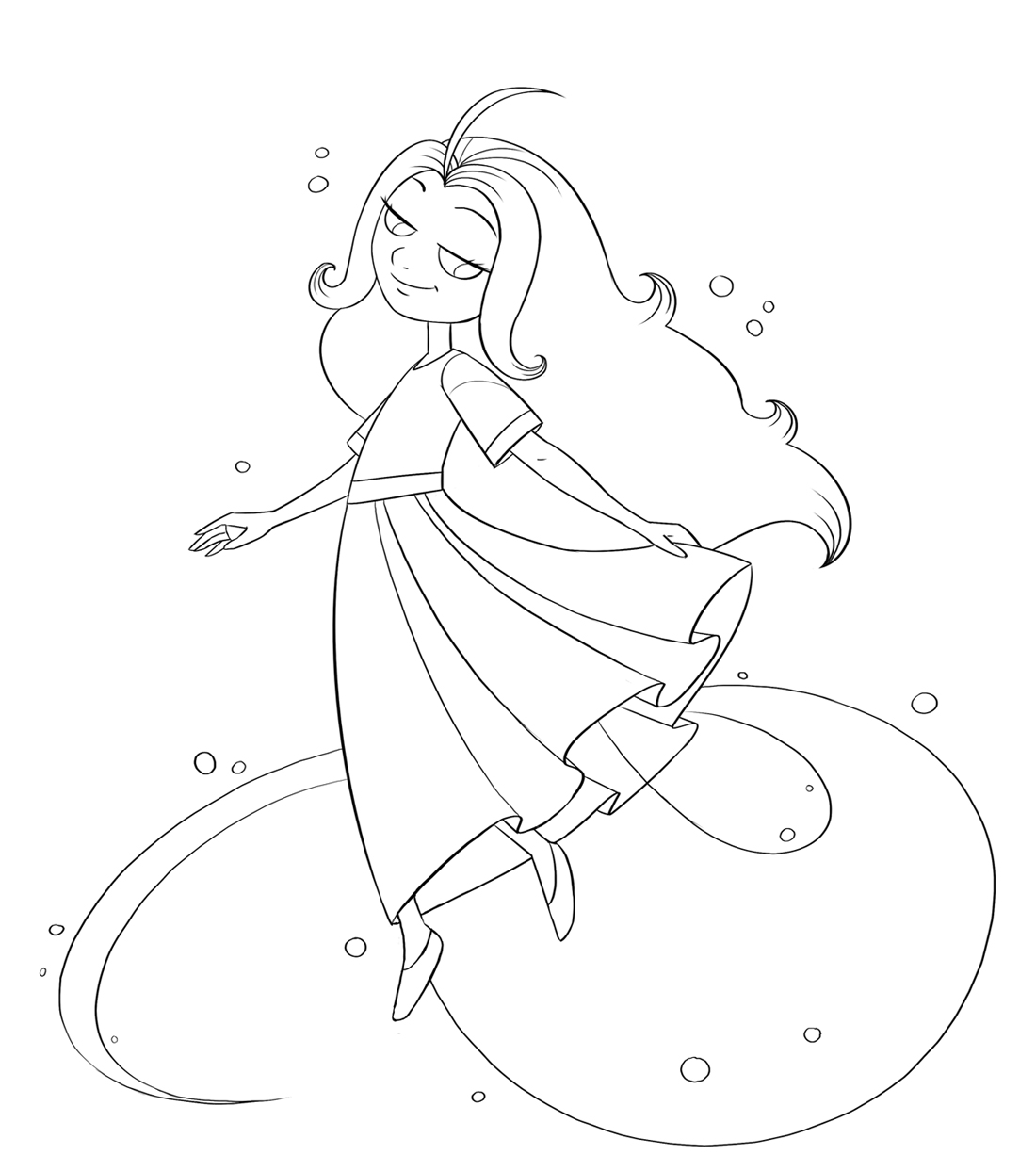 Bilde av karakteren Saga som kan skrives ut og fargelegges